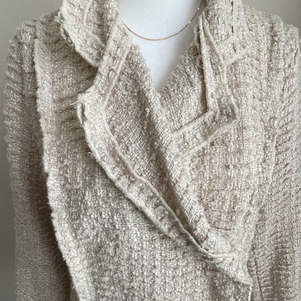 CAbi Cream woven The Estate Chenille Double Breasted jacket moto SMALL